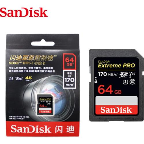 100% Original Sandisk Extreme Pro Memory Card 256GB 128GB 64GB Max Read Speed 170MB/s SD Card Class 10 U3 32GB 95MB/s For Camera