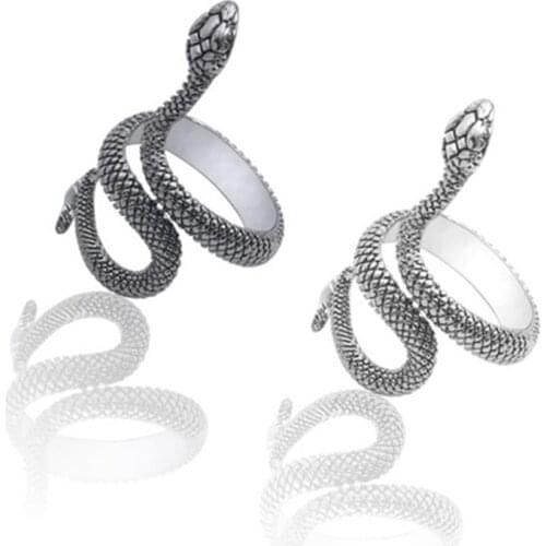 VOQ Hyperbole Animal style Snake Ring Personality Stereoscopic Retro Opening Adjustable size Ring Fashion Jewelry Gifts