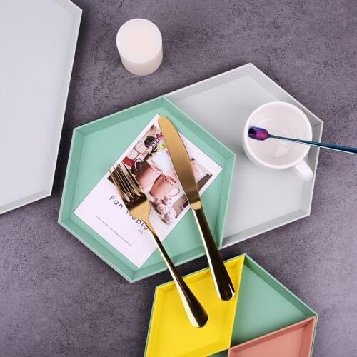 Nordic Polygon Storage Tray Desk Jewelry Plate Rhombic Dessert Holder Kids Snacks Dish