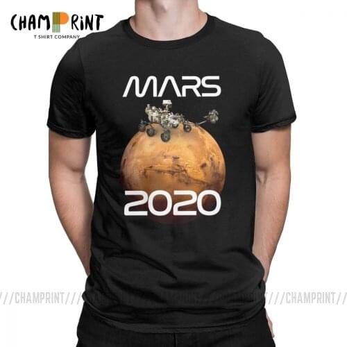 Mars 2020 Rover Mission T-Shirt for Men Space Explorers Occupy Mars Short Sleeve Awesome Tees Crew Neck 100% Cotton Tops T Shirt