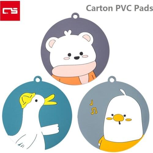 Table Mat Kitchen Supplies Placemat PVC Dining Pad Cartoon Design Non-slip Heat Insulation Round Drink Coaster Coffee Cup Mat