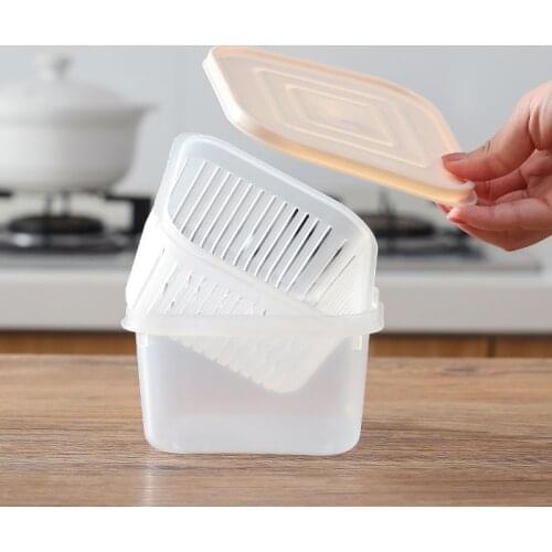 Kitchen Organizer Square Drain Sealed Box Fridge Food Storage Box Storage Tank Ginger Garlic Onion Refrigerator Food Container