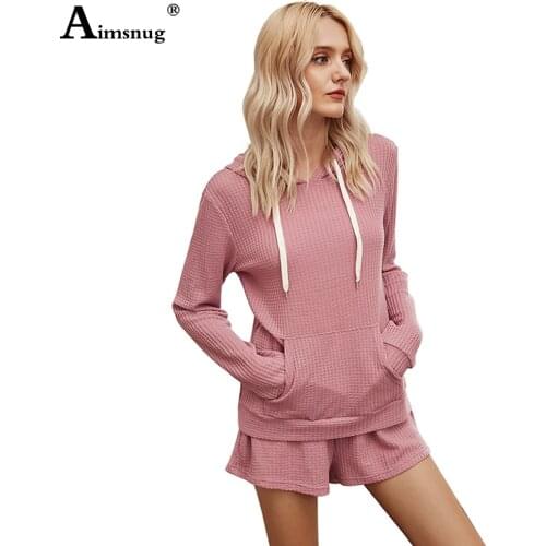 Autumn New Fashion Hoodies Tracksuit set Womens Home Clothing Suit Casual Elastic Waist Pockets Long Sleeve Hooded Shorts Sets