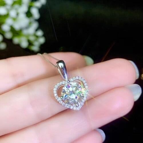 Fedex ship christmas gift heart crackling moissanite pendant necklace silver fine jewelry shiny better than diamond 9*9mm