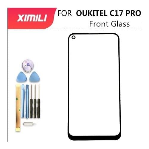 New OUKITEL C17 PRO Front Glass Screen Lens 100% Original Front Touch Screen Glass Outer Lens for C17 PRO Phone +Tools+Adhesive