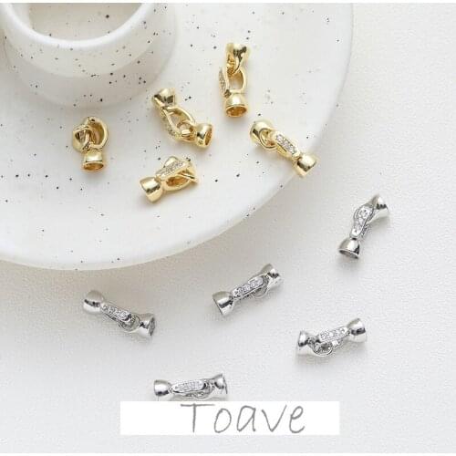 14K Plating Real Gold Color Inlaid Zircon Rhinestone Necklace Bracelet Beaded Button DIY Handmade Material Accessories