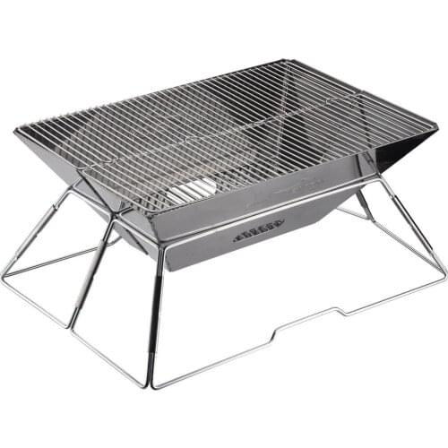 Portable Stainless Steel BBQ Stove Non-stick Folding Grill Firewood Stove Outdoor Camping Cooking Picnic Barbecue Cooker Tool
