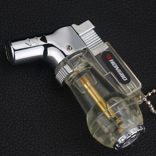 Transparent Creative Point Cigar Lighter Straight Windproof Spout Gun Resistant High Temperature Metal Portable Cool Lighter