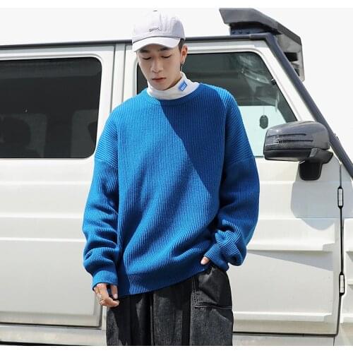 Male Pullover Harajuku Solid Sweaters Fashions Men Oversized Colorful Sweater 2021 Mens Winter Korean Fashions Sweater