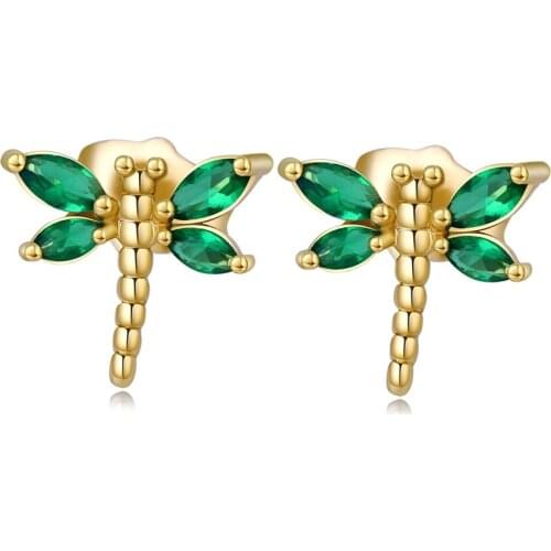 Love & Annie Green Blue White CZ Butterfly Shape Earrings for Women Cute Stud Earring Girls Love Gift Small Earrings Jewelry