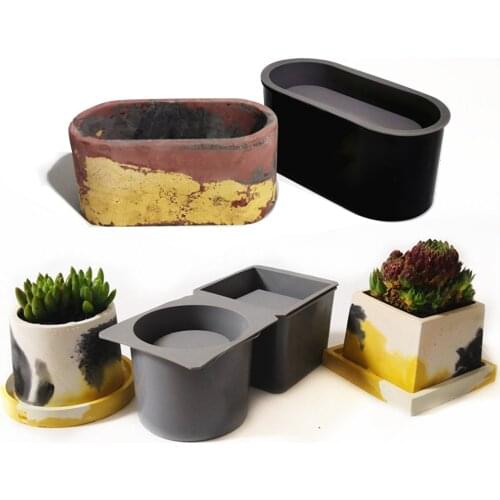 Flower Pot Silicone Concrete Molds Succulent Planter Mold Cement Mods DIY Craft Plaster Clay Mould Candlestick Form Making Tools