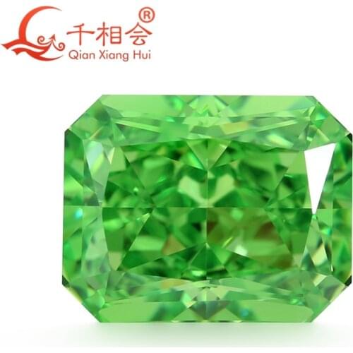 Light green color rectangle shape brilliant crushed ice cut cubic zirconia loose stone cz stone