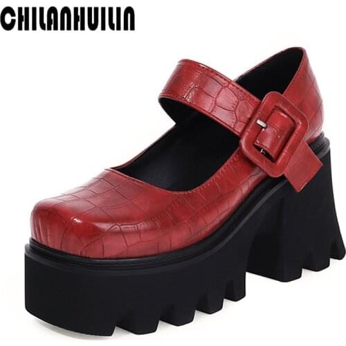Classic Mary Janes microfiber high heels pumps women thick platform pumps ladies office shoes woman casual party dress shoes