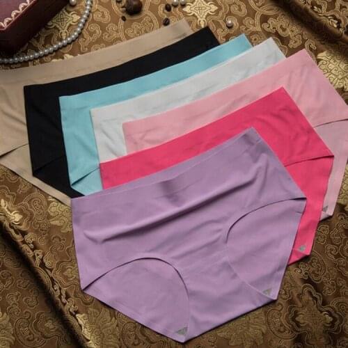Women underwear briefs female ice silk seamless knickers ladies high waist lingerie panties calcinha cintura alta