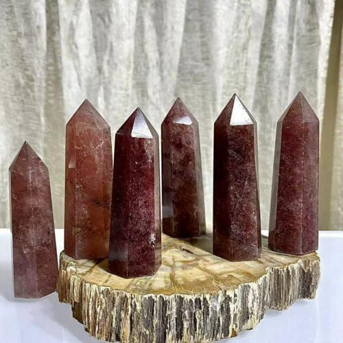 1KG STRAWBERRY QUARTZ POINT Healing Wand Tower Generator Natural Crystal Reiki