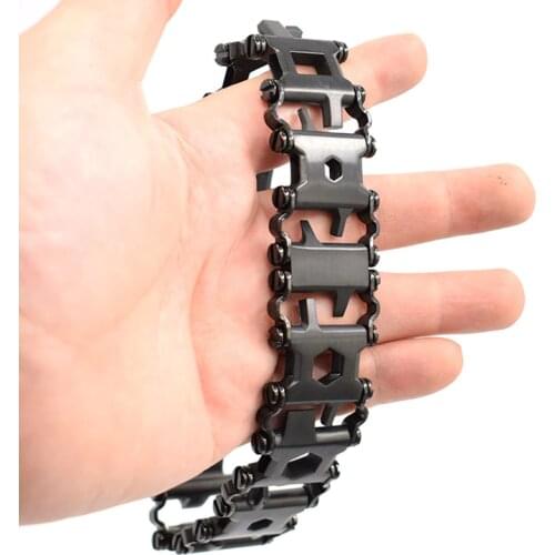 1PC Man Stainless Steel Survival Bracelet Spliced Bracelet 29 Functions Outdoor Survival EDC Multifunction Tool Screwdriver Kit