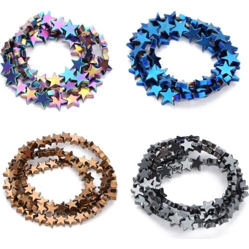 1string Black Stone Hematite Beads 6/8/10mm Stars Shape Spacer Beads Charms for DIY Bracelets Necklace Jewelry Making