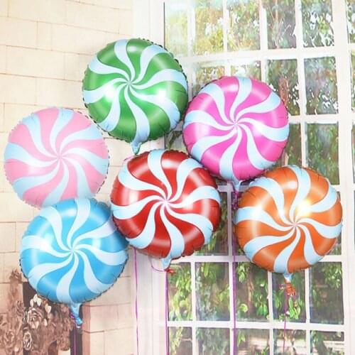 10pcs 18 inch Color Random Lollipop Windmill Foil Balloon Aluminum Baloon Kids Baby Birthday Party Decoration Bedroom Decor Gift