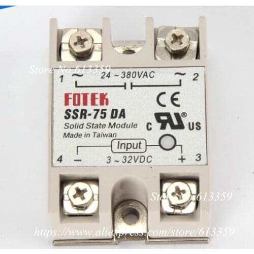 10PCS SSR-75DA FOTEK Single-Phase Solid State Relay 75A DC control AC SSR75DA