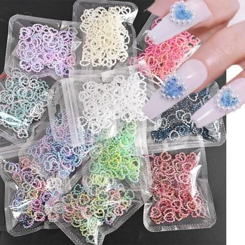 100PCS/BAG(11MM)Heart-Peal White Rhinestones,Hollowed For Nail Art Stones Gems Decorations,Manicure Rhiestones#11Colors