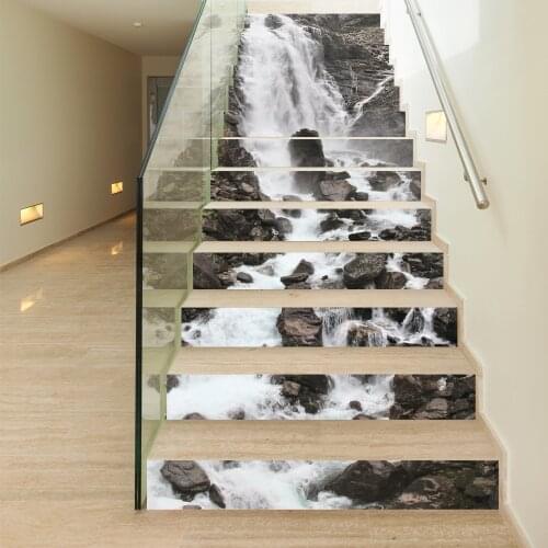 13pcs Fashion Home Decor Landscape Wall Stickers Waterfall Porch Living Room Bedroom Floor Stairs Sticker Wallpaper Decoration