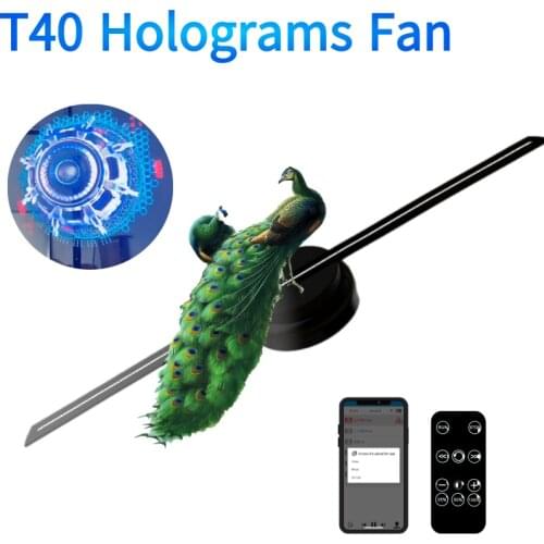 3D Fan Holographic Projector Wall-mounted, Three-Dimensional Floating Led Holographic Light Player Remote Control Advertising
