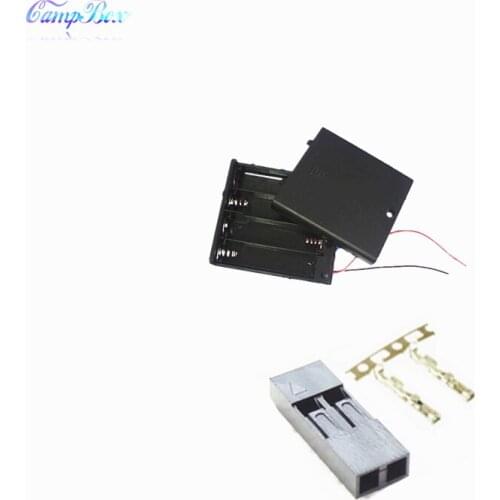 50Pcs 4xAAA Battery Case Holder Socket Wire Junction Boxes With Wires, Switch&Cover, Dupont 2.54mm 2P Header and Crimps
