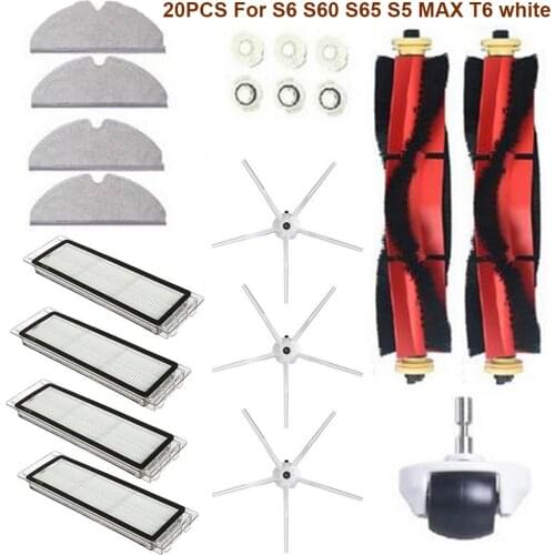 20Pcs/Set For Xiaomi Roborock S6 S60 S65 S5 MAX T6 Vacuum Cleaner Accessories Sweeper Accessories Soft Rubber Edge Black Soft