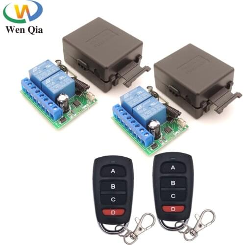 433MHz Wireless Universal Remote Control DC12V 10Amp 2CH 2 gangs rf Relay Receiver and Transmitter for road door / Motor switch