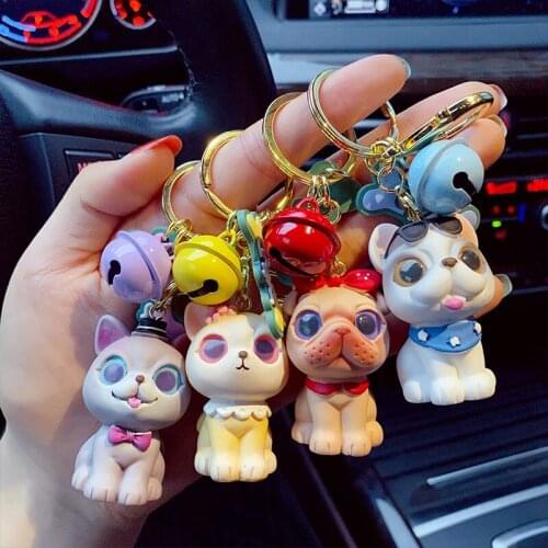 Fashion Pug Husky Cute Cat and Dog Key Chain Bag Pendant Trend Lovers Accessories Car Key Chain Wholesale Keychain for Girls