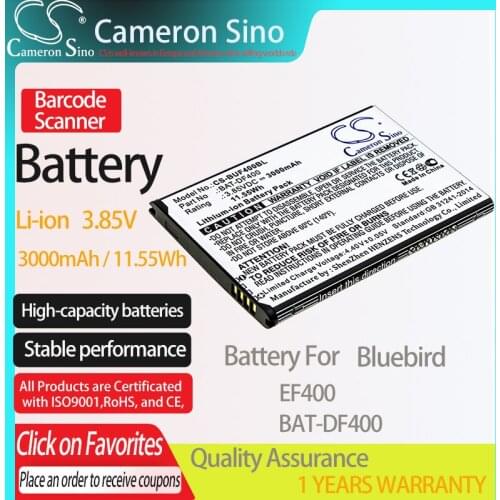CameronSino Battery for Bluebird EF400 fits Bluebird BAT-DF400 Barcode Scanner battery 3000mAh/11.55Wh 3.85V Li-ion Black