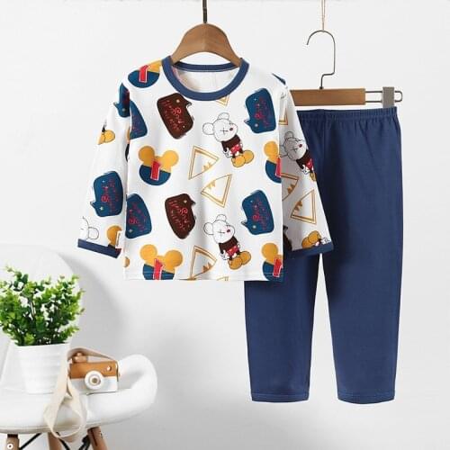 Kids Sleepwear Baby Girls Boys Autumn Homewear Pajamas Two Piece Sets Children Pyjamas Kids Nightwear 2-8Y Unisex Clothes Suit
