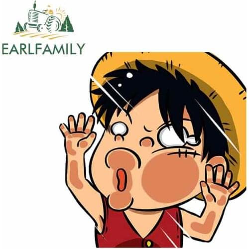 EARLFAMILY 13cm x 12.5cm for Luffy Anime Car Stickers Bumper Trunk Truck Graphics Vinyl JDM Windshield Bumper Windows RV Decal