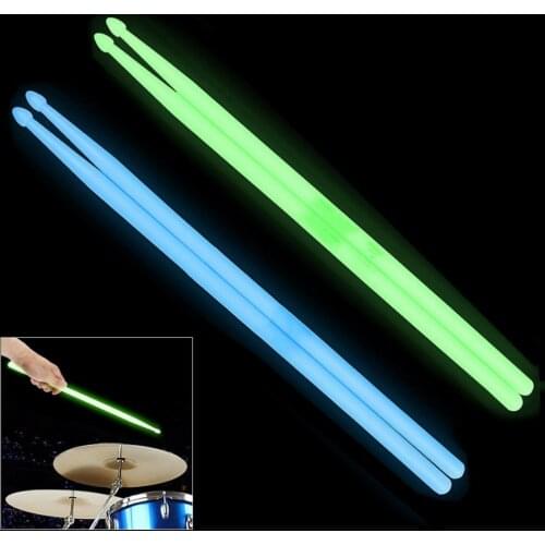 Noctilucent Nylon 5A Drum Stick Glow in The Dark Stage Performance Luminous Drumsticks 2 Colors Optional