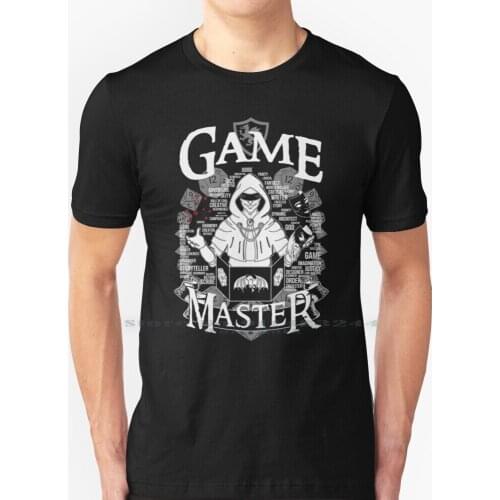 Game Master-White T Shirt 100% Pure Cotton Master Roll20 Board Game Tabletop Nerd Geek Dice Graphic Fantasy Beasts Rules Class