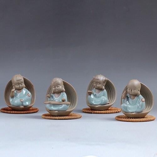 Ceramic Fancies of men of letters Home decor Tea pet Buddhist monk Ornament Tea fittings Lyre-playing Chess Calligraphy Painting