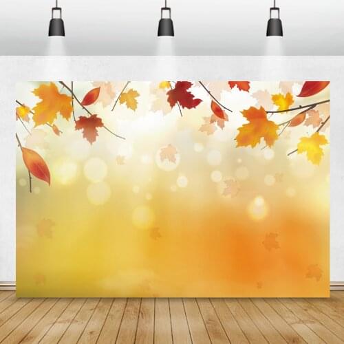 Laeacco Autumn Maples Falling Leaves Backdrop Green Ligh Bokeh Polka Dots Family Shoot Party Photography Background Photocall