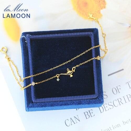 LAMOON Genuine 925 Silver Bracelet For Women Fairy Tale Magic Lamp Charm Natural Blue Topaz 14K Gold Plated Fine Jewelry HI028