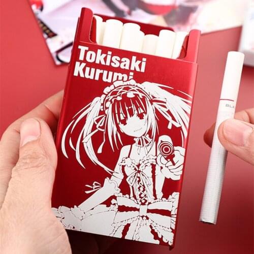 Anime DATE A LIVE Cartoon Tokisaki Kurumi Cigarettes Tinplate Metal Case Holder Pocket Box Cosplay Prop Decor for Women Men