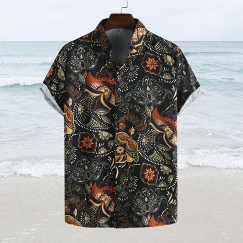 Fashion Mens Short Sleeve Hawaiian Shirts Plus Size 2021 Summer Floral Loose Casual Print Beach Shirts Tops For Men