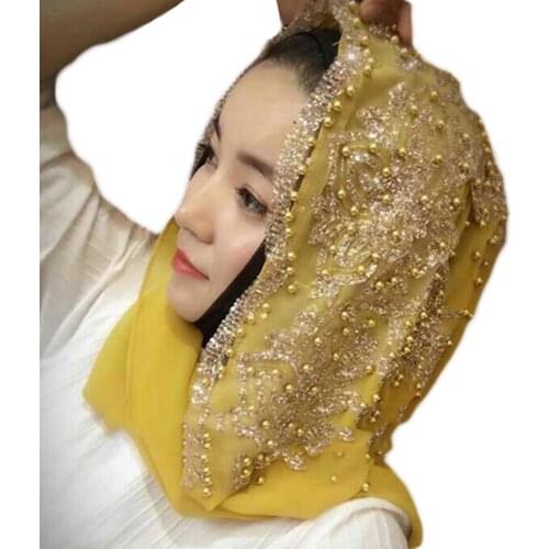 Fashion Women Bead Decor Islam Muslim Ramadan Hijab Shawl Scarf Accessory new