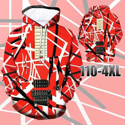 Fasion 3D Print Funny Horse Red Guitar Printed Pullover Sleeve Streetwear Childrens Clothing Spring and Autumn Sweatshirt