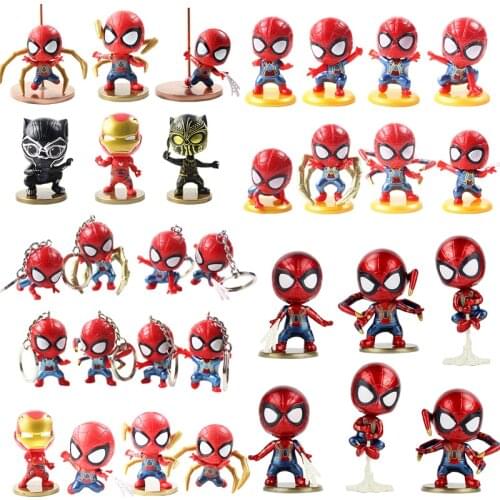 Avengers Infinity War Iron Spider Spiderman Iron Man Black Panther PVC Figures Collectible Model Toys Set