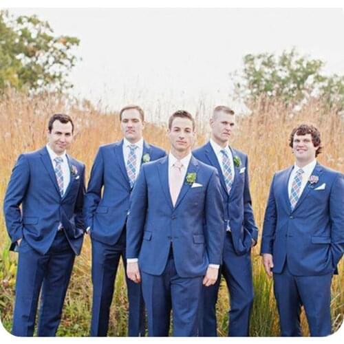 Custom Made Blue Men Suits for Wedding Groom Tuxedo Best Man Blazer Groomsmen Suit 2Piece Costume Homme Slim Fit Terno Masculino