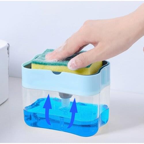 Dish Soap Dispenser Pump for Kitchen Washing Liquid Detergent Dispenser Home Sponge Holder with Sponge Kitchen Tool Supplies