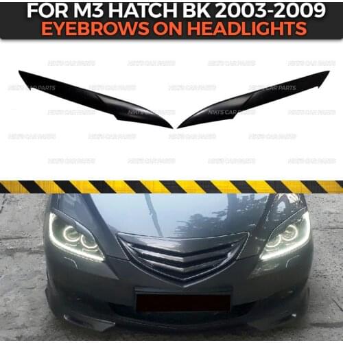 Eyebrows on headlights case for Mazda 3 HB BK 2003-2009 ABS plastic cilia eyelash molding decoration car styling tuning