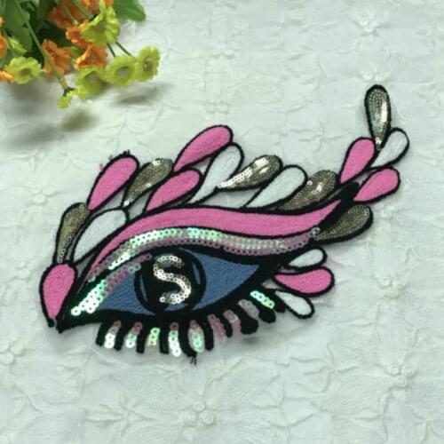 50pcs/Lot Embroidery Patches Letters Clothing Decoration Accessories Charming Eyes Sequins Diy Iron Heat Transfer Applique