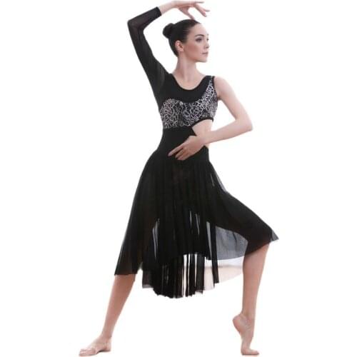 18589 Dance Favourite New Lyrical & Contemporary Dance Costumes Black mesh and lace ballet dress dance costumes