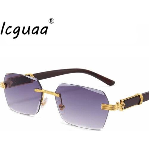 New Trendy Square Sunglasses for Men 2021 Rimles Gradient Shades Small Sun Glasses Sexy Women Eyewear Google Blue Black UV400