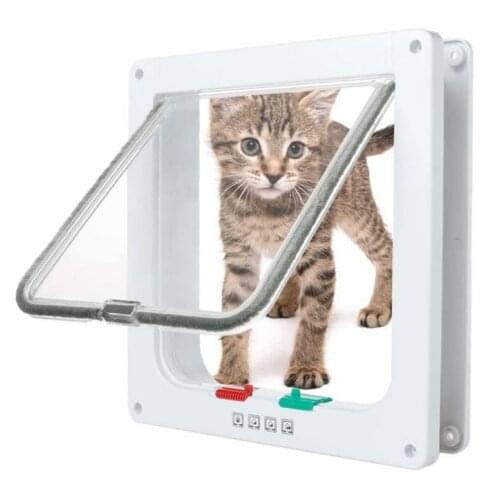 Cat Flap Door with 4 Way Lock Security Flap Door for Dog Cat Small Pet Gate ABS Plastic Door For Cat Puppy Pet Supplies S M L